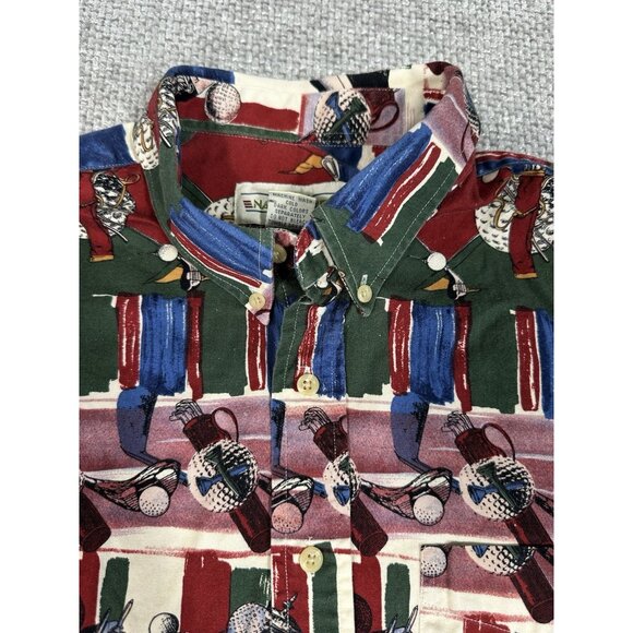 Vintage Natural Issue Shirt Mens Extra Large Red Blue Golf‎ All Over Print - Picture 4 of 9